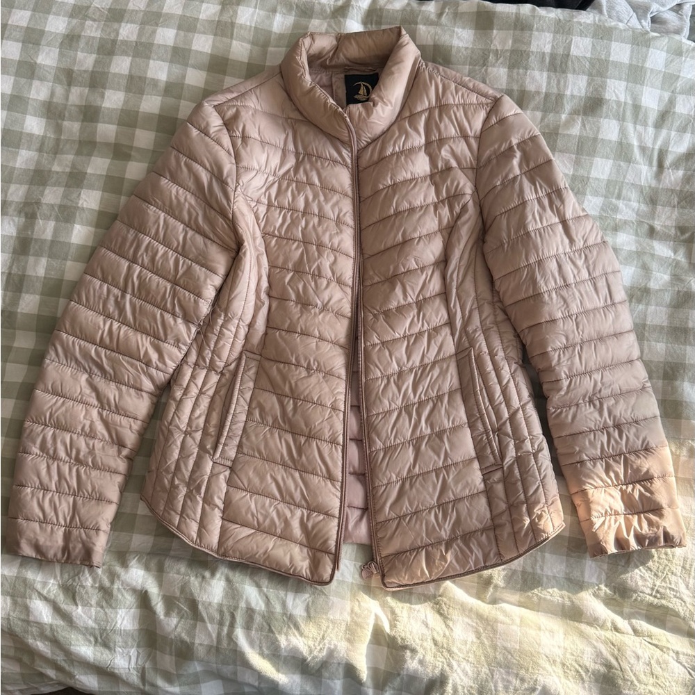 Women's Light Beige Quilted Puffer Jacket